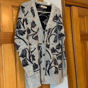 Ann Taylor Loft Size M Gray and Blue Cardigan